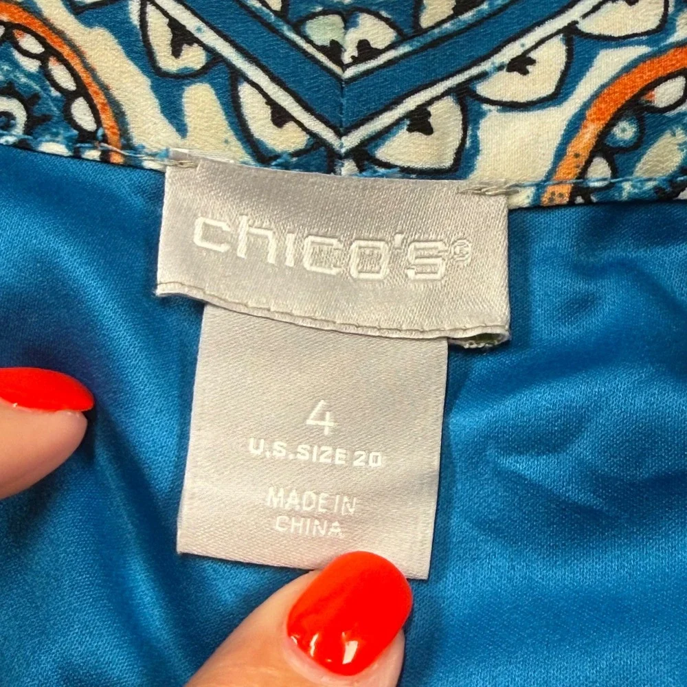 Chicos Patched Kimono Rising Bloom‎ Jacket Floral Duster Chicos Size 4 (Size 20)